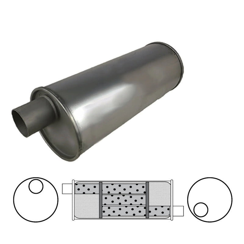 6" Round, 20" Long, 1 3/4", O/O , T Flow, Mild - Brixton 4x4 - Buy Online Now!