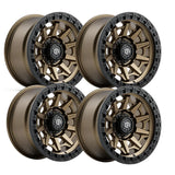 Set of 4 Cage Wheels in Bronze with Black Lip by Black Rock