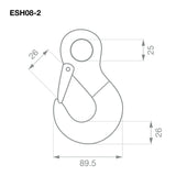 TAG G80 Eye Sling Hook 8mm 2T -- Trailer Safety Chain Hooks (Pair)