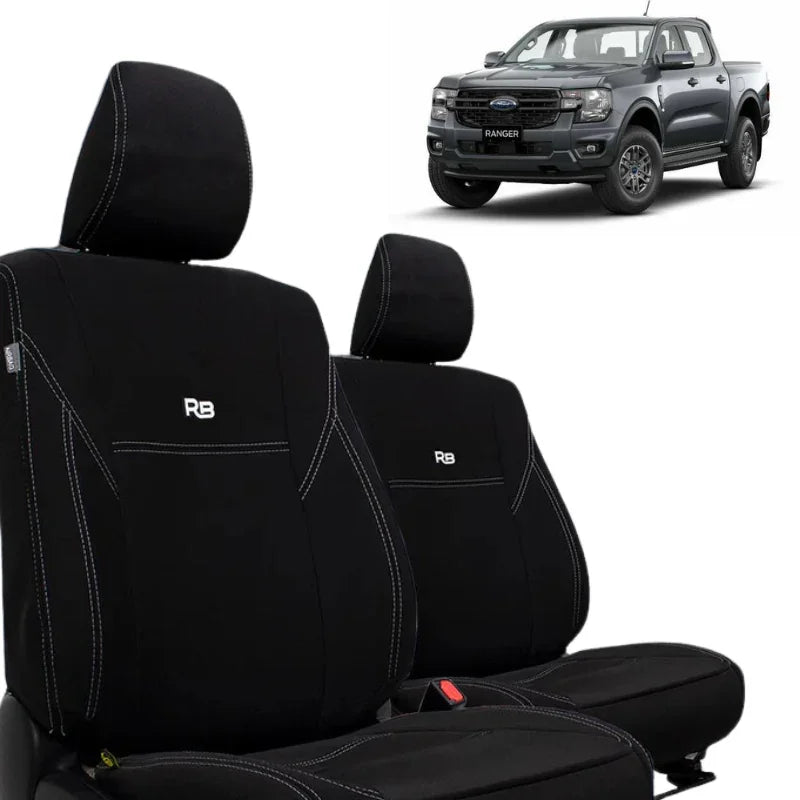 Ford Ranger T6.2 XL, XLS & Black Edition Neoprene 2x Front Row Seat Covers