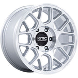 KMC Hatchet KM730 17x8.5 wheel in Gloss Silver with Machined Face - front face view