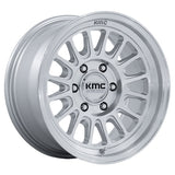 KMC Impact FFT KM733 18x9 wheel in Gloss Silver with Machined Face - front face view