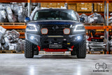 Head-on view of Nissan Patrol Y62 fitted with Hamer King Series bull bar