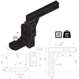 TAG Adjustable Heavy Duty Tow Ball Mount - 50mm Square Tow Ball Hitch 90° Face