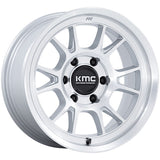 KMC Range KM729 17x8.5 wheel in Gloss Silver - front face view
