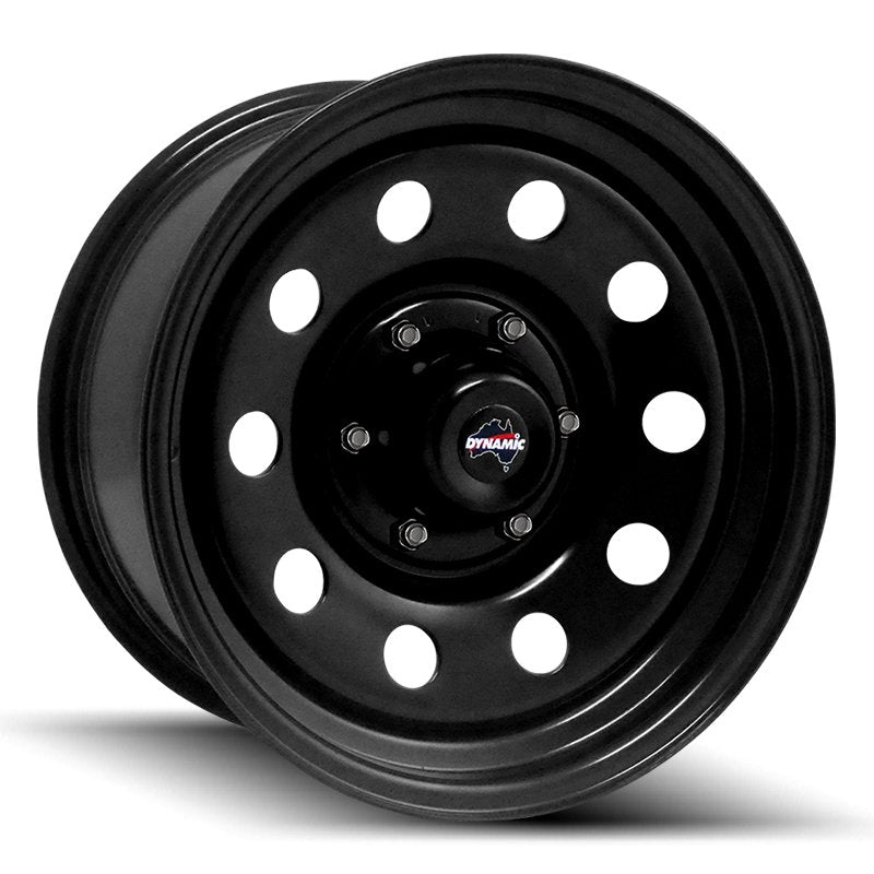 Dynamic Steel Round Hole Wheels In Satin Black 16 Inch