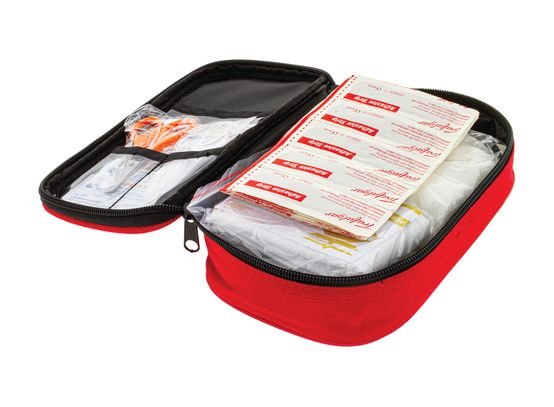 Personal Vehicle First Aid Kit - Soft Red Durable Case